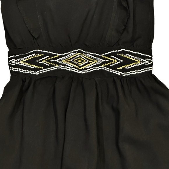 Kensie Girl's Flutter Sleeve Black Tank Top Size 6X Metallic Embroidered Detail - Picture 2 of 5